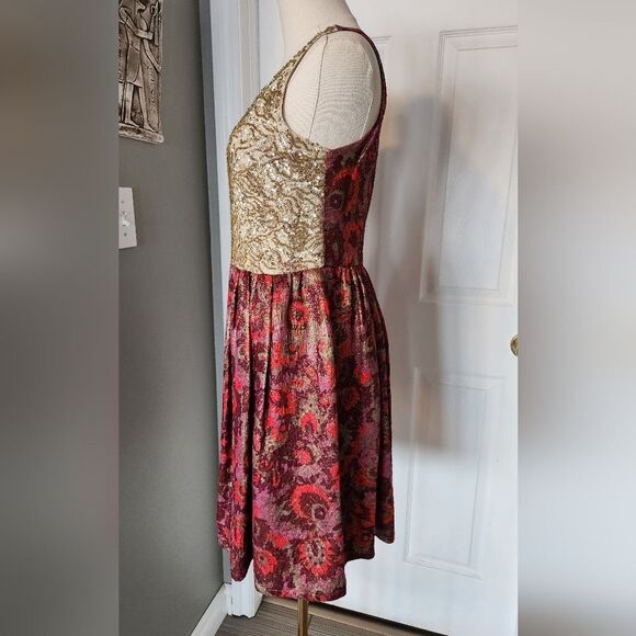 Anthropologie wren gold sequin jacquard sleeveless dress - Size Small - Picture 6 of 11